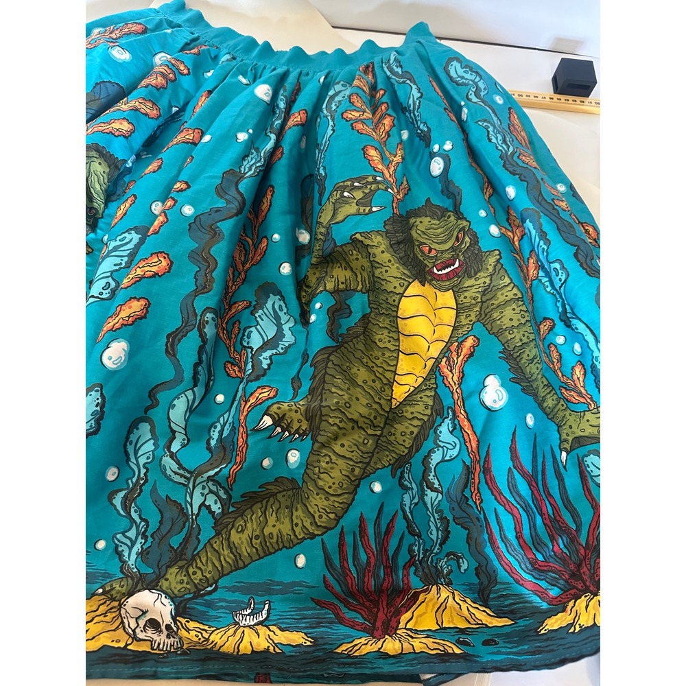 Vixen Micheline Pitt Skirt Women XL Teal New Creature Black Lagoon Swing Skirt